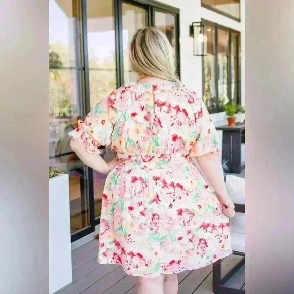 Emily Wonder Plus Size 2X Floral Flowy Midi Dress Ruffled - Picture 3 of 12